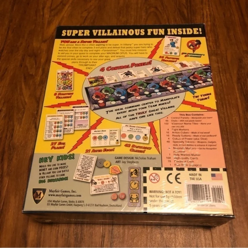 Mayfair Games Villainy: Diabolical Doom-Dealing Doers of Dastardly Deeds Board